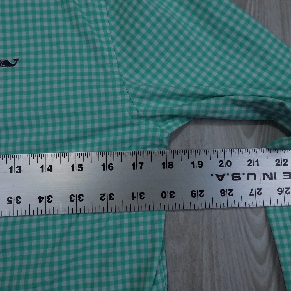 Vineyard Vines Performance Gingham Button Down Shirt Boys XL 18 Green White